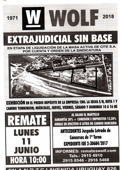 Liquidación de Cite SA - por cuenta y orden de la Sindicatura Liquidación de Cite SA - por cuenta y orden de la Sindicatura